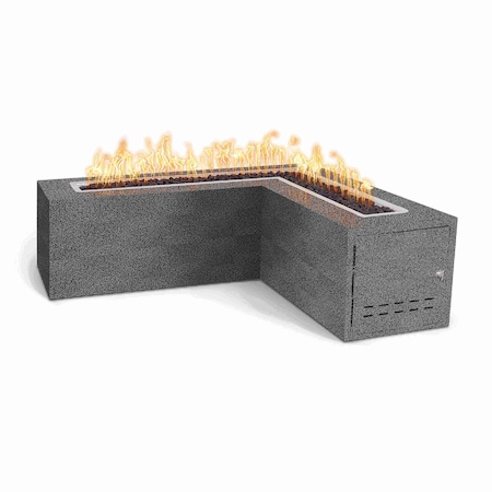 The Outdoor Plus 48 L-Shaped Whitney Fire Table - Powder Coated Metal - Silver Vein - Match Lit - Liquid Propane OPT-WHTPC48-SLV-LP
